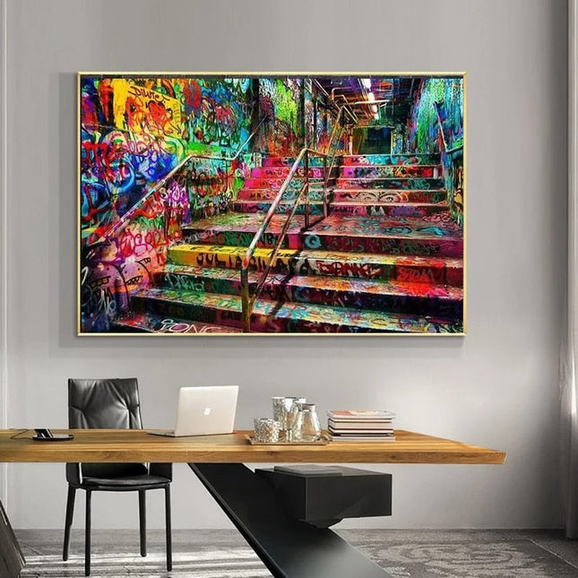 ChandelierDecor - Graffiti Stairs Canvas Wall Art