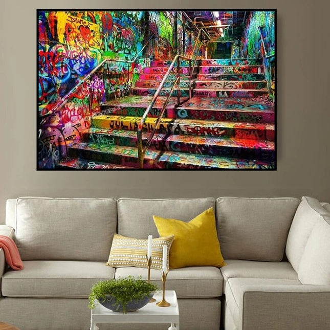 ChandelierDecor - Graffiti Stairs Canvas Wall Art