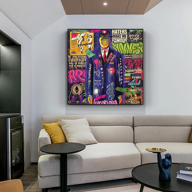 ChandelierDecor - Graffiti Wall Art Lovers Kiss Canvas Wall Art