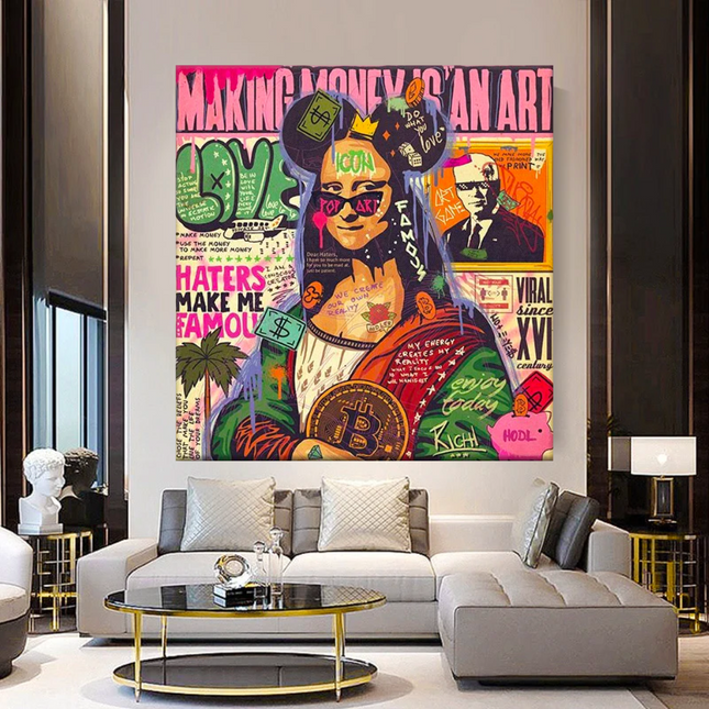 ChandelierDecor - Graffiti Wall Art Lovers Kiss Canvas Wall Art