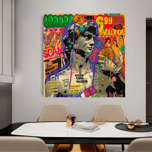ChandelierDecor - Graffiti Wall Art Lovers Kiss Canvas Wall Art
