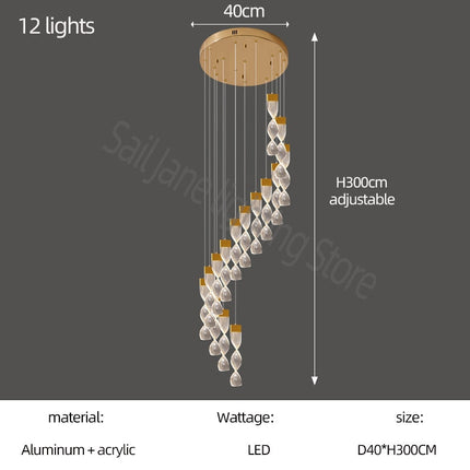 ChandelierDecor - Grand Twirl Staircase Chandelier: Premium Lighting Solution