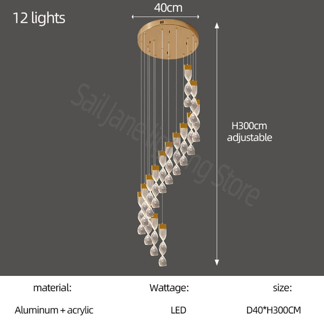 ChandelierDecor - Grand Twirl Staircase Chandelier: Premium Lighting Solution