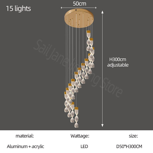 ChandelierDecor - Grand Twirl Staircase Chandelier: Premium Lighting Solution