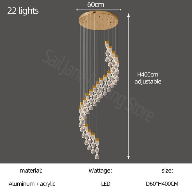 ChandelierDecor - Grand Twirl Staircase Chandelier: Premium Lighting Solution