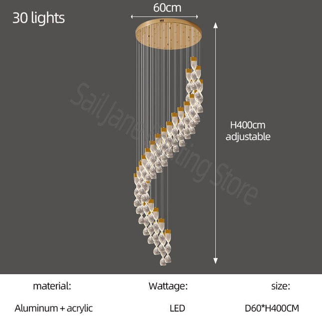 ChandelierDecor - Grand Twirl Staircase Chandelier: Premium Lighting Solution