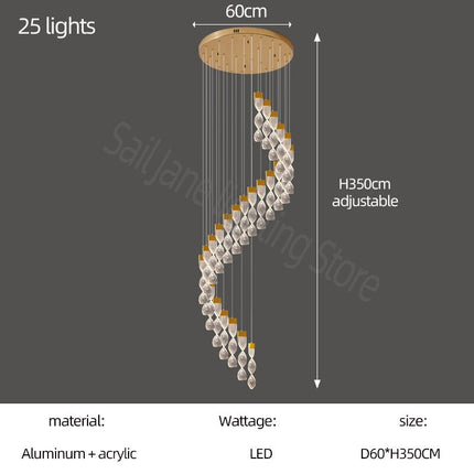 ChandelierDecor - Grand Twirl Staircase Chandelier: Premium Lighting Solution