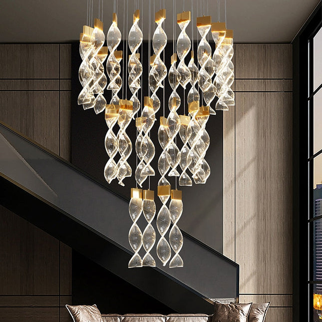 ChandelierDecor - Grand Twirl Staircase Chandelier: Premium Lighting Solution