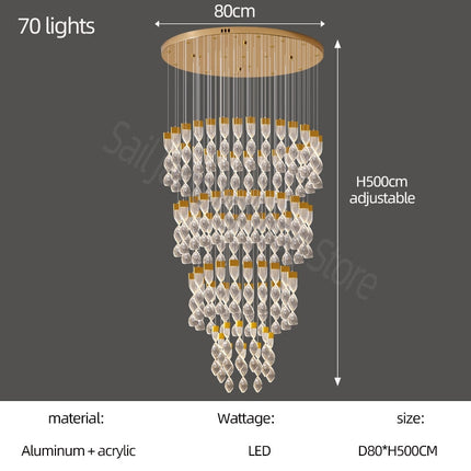 ChandelierDecor - Grand Twirl Staircase Chandelier: Premium Lighting Solution