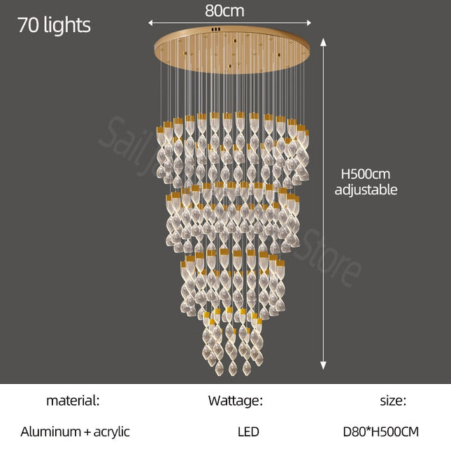 ChandelierDecor - Grand Twirl Staircase Chandelier: Premium Lighting Solution