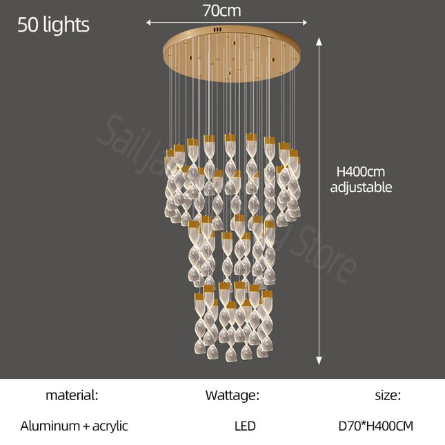 ChandelierDecor - Grand Twirl Staircase Chandelier: Premium Lighting Solution