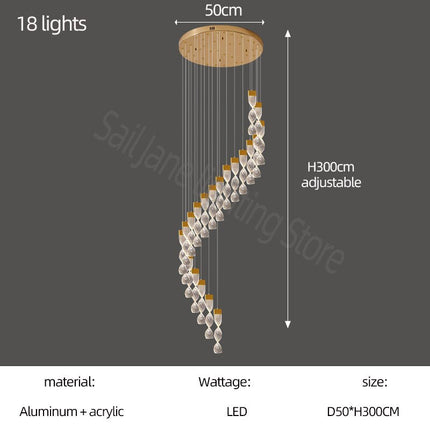 ChandelierDecor - Grand Twirl Staircase Chandelier: Premium Lighting Solution