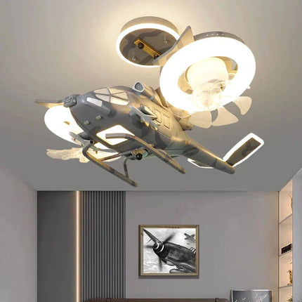 ChandelierDecor - Helicopter with 2 fans Rotatable Kids Ceiling Light