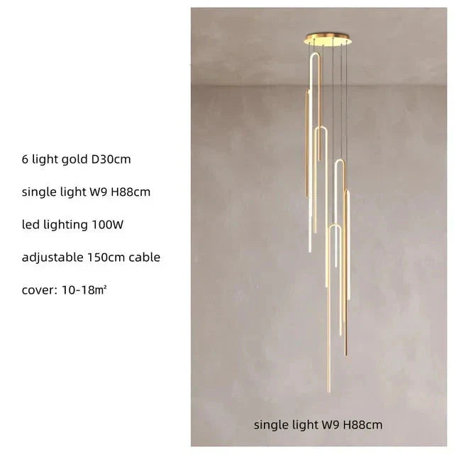 ChandelierDecor - Hooked Bars Linear Staircase Chandelier Lighting