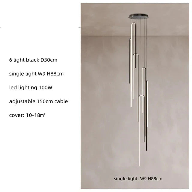 ChandelierDecor - Hooked Bars Linear Staircase Chandelier Lighting
