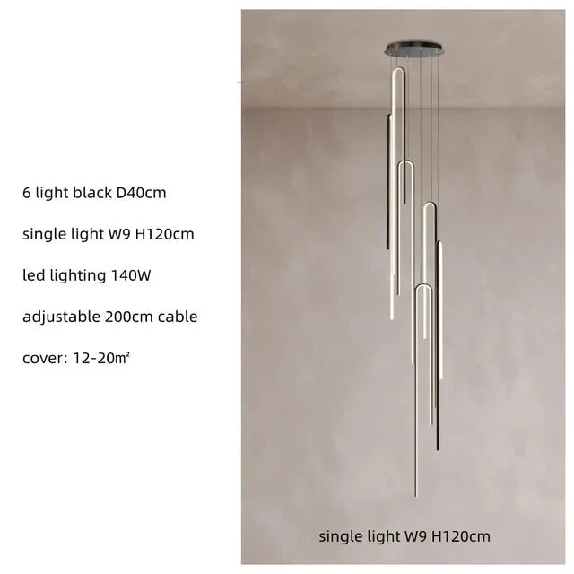 ChandelierDecor - Hooked Bars Linear Staircase Chandelier Lighting