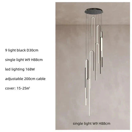 ChandelierDecor - Hooked Bars Linear Staircase Chandelier Lighting