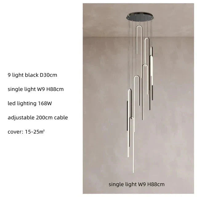 ChandelierDecor - Hooked Bars Linear Staircase Chandelier Lighting