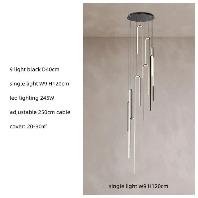 ChandelierDecor - Hooked Bars Linear Staircase Chandelier Lighting