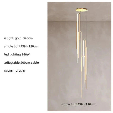 ChandelierDecor - Hooked Bars Linear Staircase Chandelier Lighting