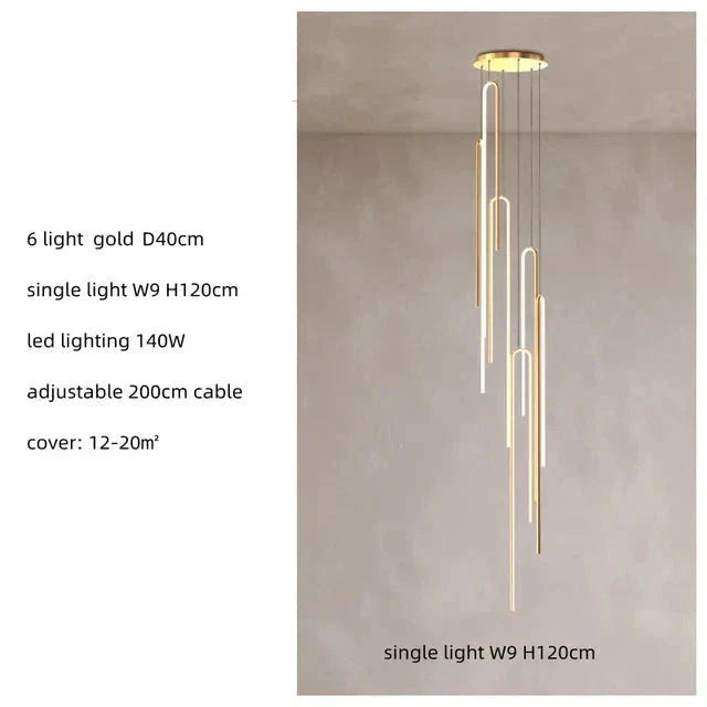ChandelierDecor - Hooked Bars Linear Staircase Chandelier Lighting