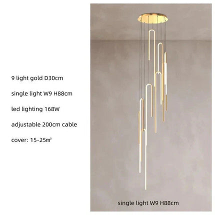 ChandelierDecor - Hooked Bars Linear Staircase Chandelier Lighting