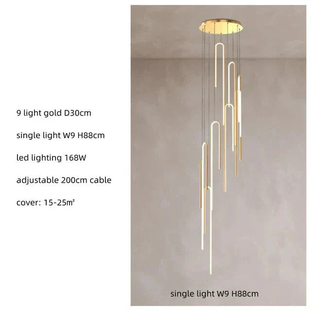 ChandelierDecor - Hooked Bars Linear Staircase Chandelier Lighting