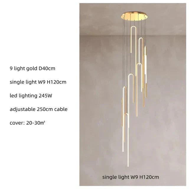 ChandelierDecor - Hooked Bars Linear Staircase Chandelier Lighting