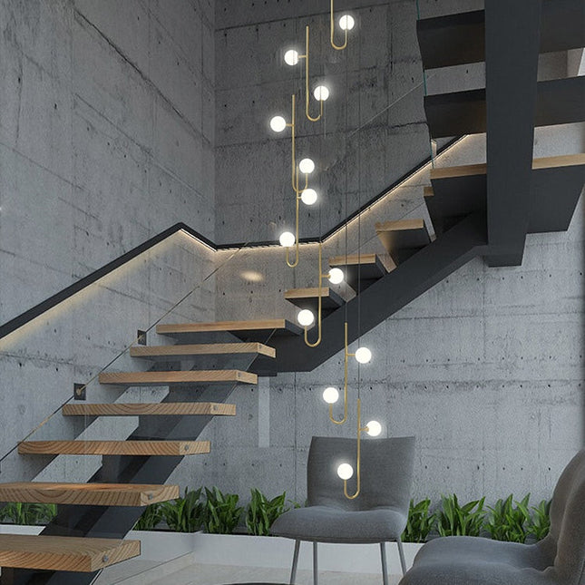 ChandelierDecor - Hooked Staircase Chandelier: Elegant Lighting Fixture