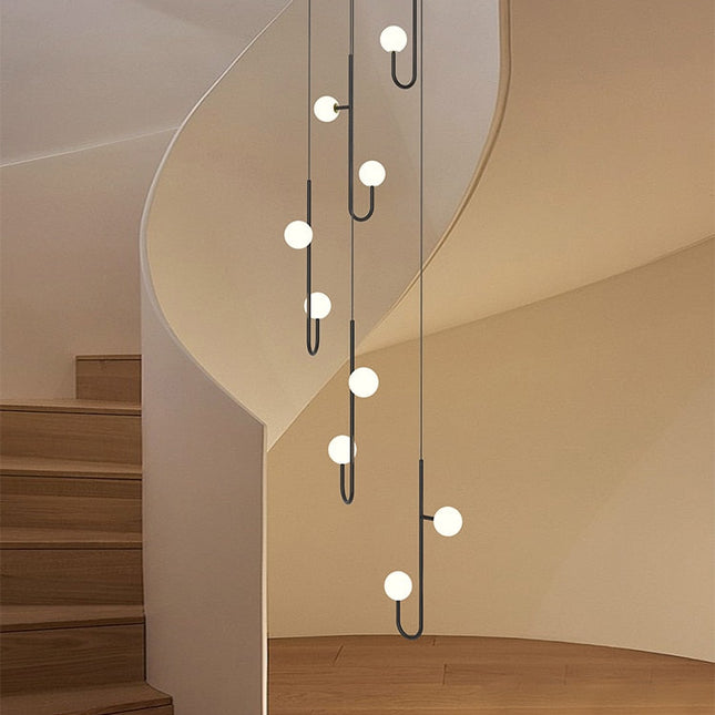 ChandelierDecor - Hooked Staircase Chandelier: Elegant Lighting Fixture