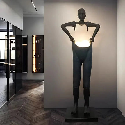 ChandelierDecor - Humanoid Sculpture Holding Floor Lamp