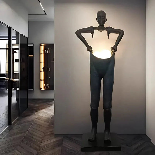 ChandelierDecor - Humanoid Sculpture Holding Floor Lamp
