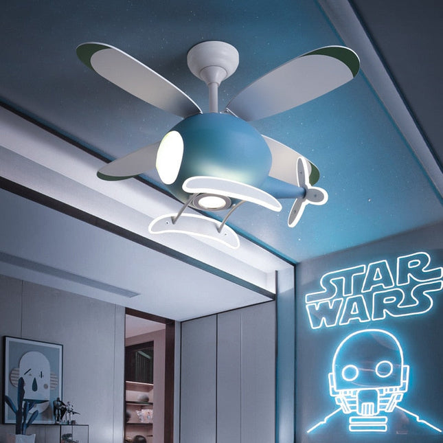 ChandelierDecor - Kids' Nursery Helicopter Ceiling Light with Fan