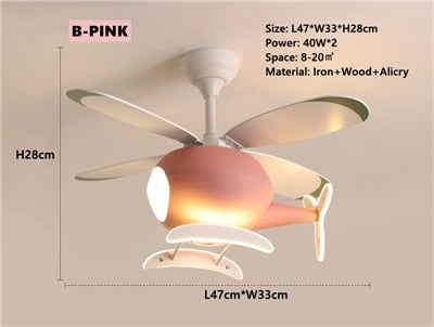 ChandelierDecor - Kids' Nursery Helicopter Ceiling Light with Fan
