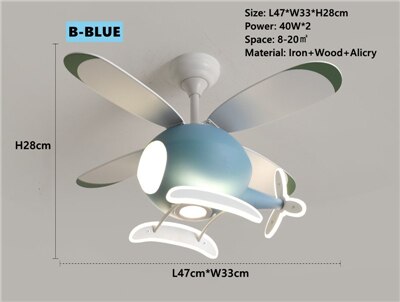 ChandelierDecor - Kids' Nursery Helicopter Ceiling Light with Fan