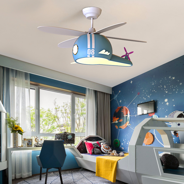 ChandelierDecor - Kids Room Helicopter Ceiling Fan with Light - Art Deco Style