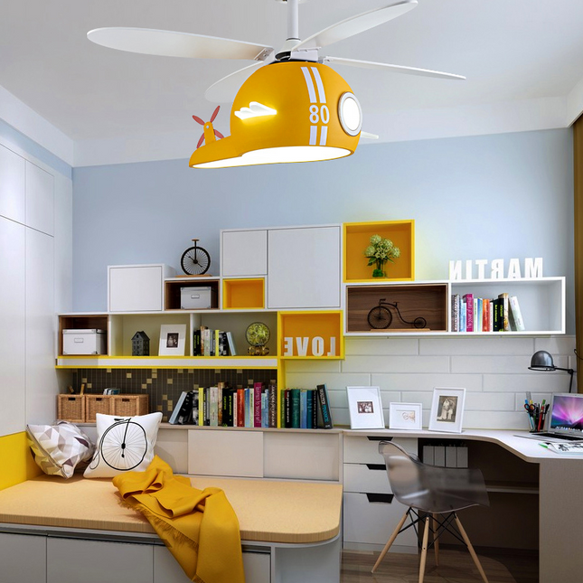 ChandelierDecor - Kids Room Helicopter Ceiling Fan with Light - Art Deco Style