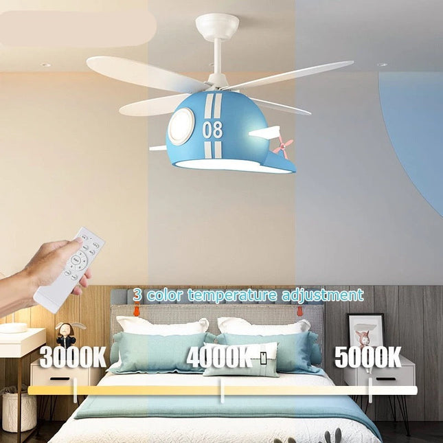 ChandelierDecor - Kids Room Helicopter Ceiling Fan with Light - Art Deco Style