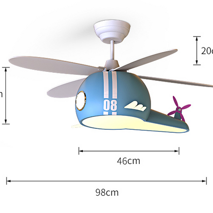 ChandelierDecor - Kids Room Helicopter Ceiling Fan with Light - Art Deco Style