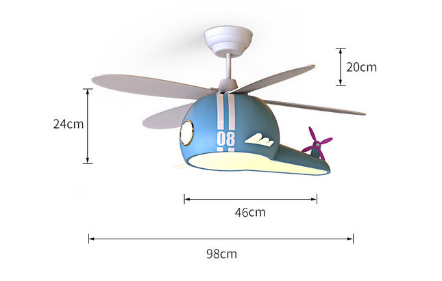 ChandelierDecor - Kids Room Helicopter Ceiling Fan with Light - Art Deco Style