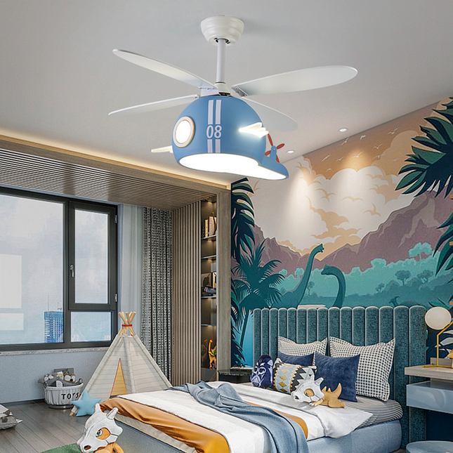 ChandelierDecor - Kids Room Helicopter Ceiling Fan with Light - Art Deco Style