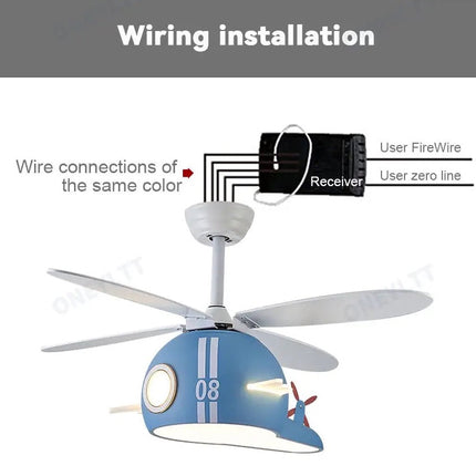 ChandelierDecor - Kids Room Helicopter Ceiling Fan with Light - Art Deco Style