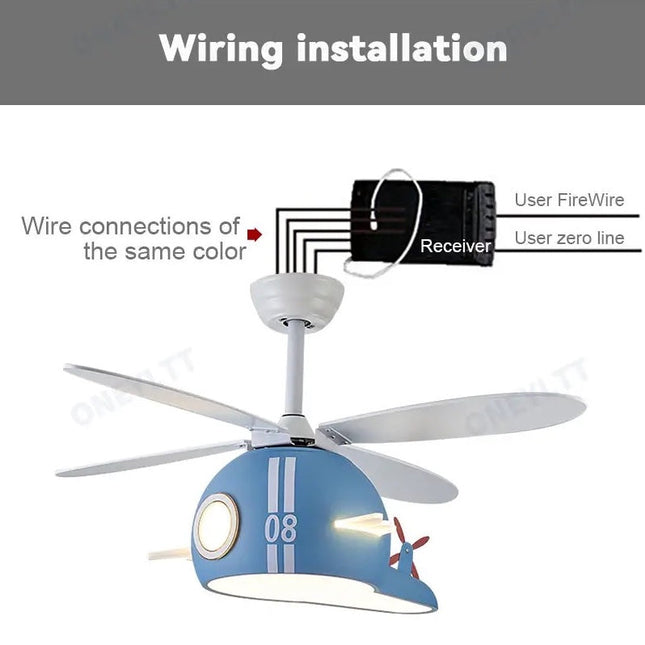 ChandelierDecor - Kids Room Helicopter Ceiling Fan with Light - Art Deco Style