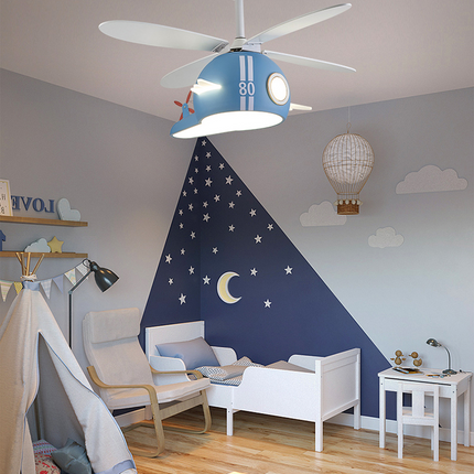 ChandelierDecor - Kids Room Helicopter Ceiling Fan with Light - Art Deco Style