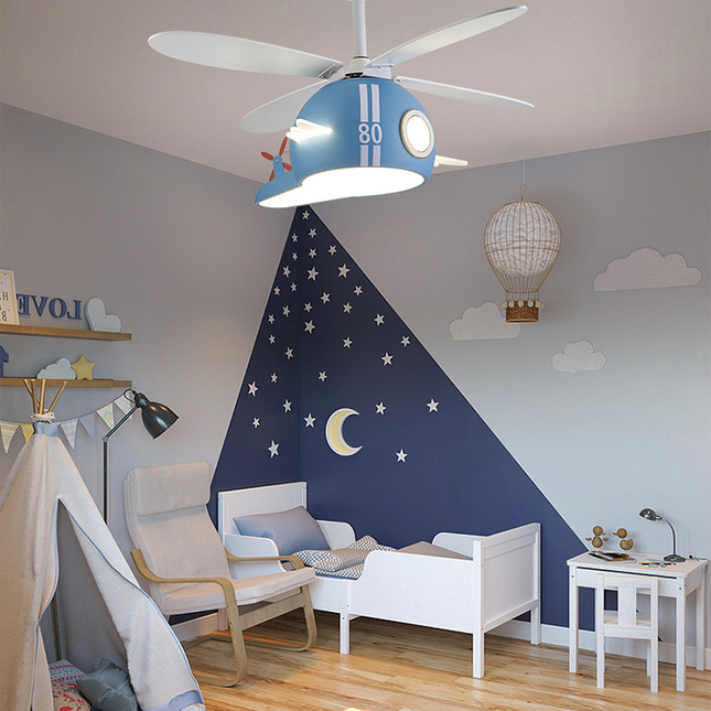 ChandelierDecor - Kids Room Helicopter Ceiling Fan with Light - Art Deco Style