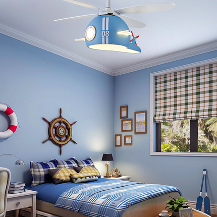 ChandelierDecor - Kids Room Helicopter Ceiling Fan with Light - Art Deco Style