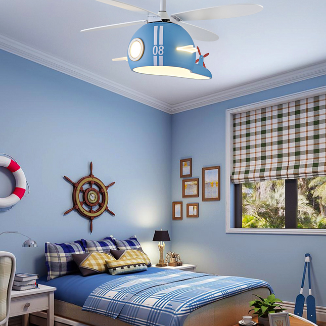 ChandelierDecor - Kids Room Helicopter Ceiling Fan with Light - Art Deco Style