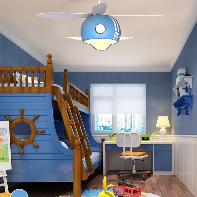 ChandelierDecor - Kids Room Helicopter Ceiling Fan with Light - Art Deco Style