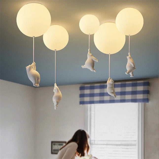 ChandelierDecor - Kids Teddy Bears Holding Balloons Ceiling Light | Kids Room Decor Lights
