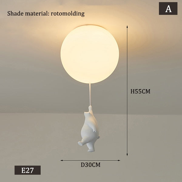 ChandelierDecor - Kids Teddy Bears Holding Balloons Ceiling Light | Kids Room Decor Lights
